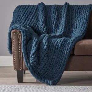 Noble House Marnie Blue Acrylic Throw Blanket