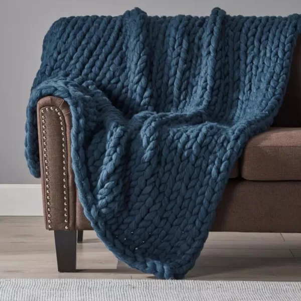 Noble House Marnie Blue Acrylic Throw Blanket