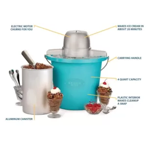 Nostalgia 4 Qt. Electric Ice Cream Maker with Easy-Carry Handle