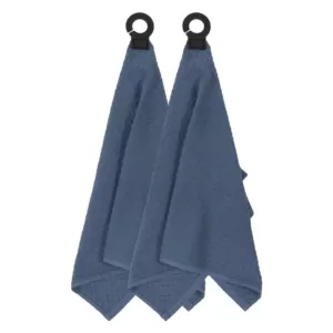 RITZ Hook and Hang Federal Blue Woven Cotton pattern Kitchen Towel (Set of 2)