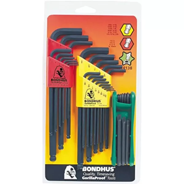 Bondhus Standard and Metric Ball End L-Wrench Sets and TORX Fold Up Tool (30-Piece)