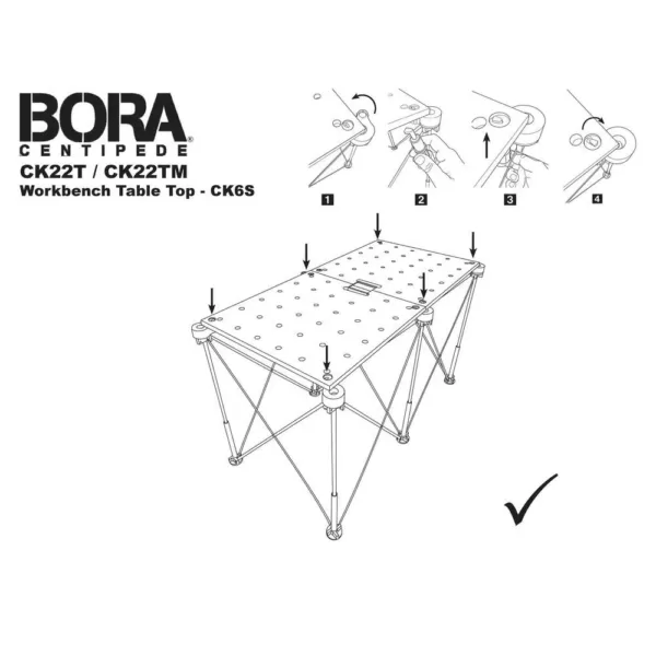 BORA Centipede 24 in. x 48 in. Workbench Top for Sawhorse with 3/4 in. Dog Holes