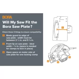 BORA WTX 24 in. and 50 in. Clamp Edges with 50 in. Extension with Connectors and Saw Plate