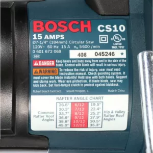 Bosch 15 Amp 7-1/4 in. Corded Circular Saw with 24-Tooth Carbide Blade and Carrying Bag