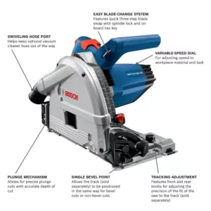 Bosch 6-1/2 in. 13 Amp Corded Track Saw with Plunge Action and L-Boxx Carrying Case