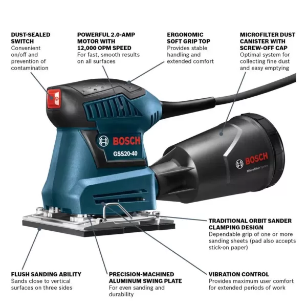 Bosch 5.6 Amp Corded Variable Speed Top-Handle Jig Saw Kit with Assorted Blades and Bonus 2.5 Amp 5 in. Corded Palm Sander