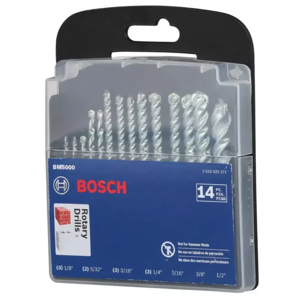 Bosch Fast Spiral Carbide-Tipped Masonry Rotary Drill Bit Set for Drilling in Brick and Block (14-Piece)