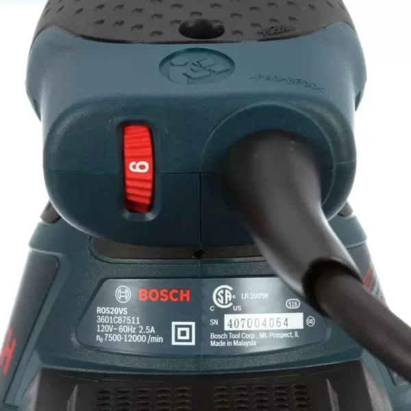 Bosch 2.5 Amp 5 in. Corded Variable Speed Random Orbital Sander/Polisher Kit with Hard Carrying Case