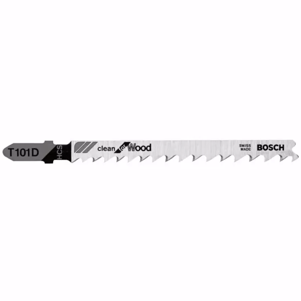 Bosch 4 in. 6 Teeth High Carbon Steel T-Shank Jig Saw Blade for Cutting Wood (5-Pack)