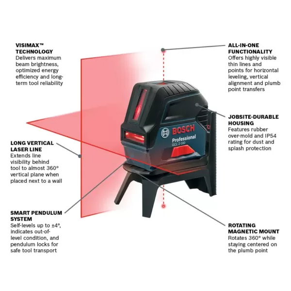 Bosch Factory Reconditioned 165 ft. Self Leveling Cross Line Laser Level with Plumb Points