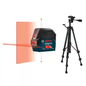 Bosch 65 ft. Self Leveling Cross Line Laser Level with Plumb Points with Free Compact Tripod with Extendable Height