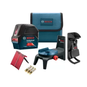 Bosch 65 ft. Self Leveling Cross Line Laser Level with Plumb Points with Free Compact Tripod with Extendable Height