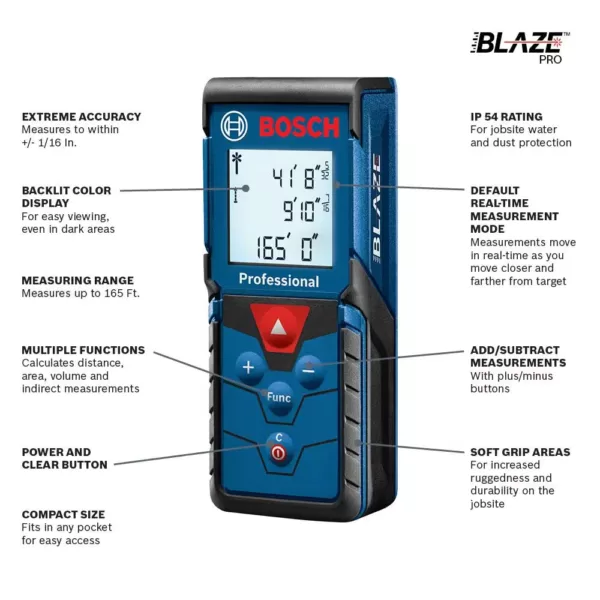 Bosch 65 ft. Self Leveling Cross Line Laser Level with Plumb Points and Bonus 165 ft. Laser Measurer with Area and Volume