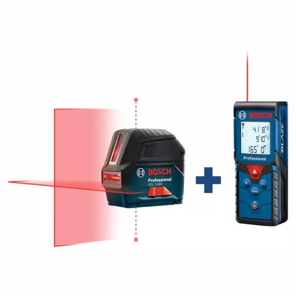 Bosch 65 ft. Self Leveling Cross Line Laser Level with Plumb Points and Bonus 165 ft. Laser Measurer with Area and Volume