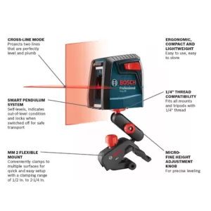 Bosch Factory Reconditioned 30 ft. Self Leveling Cross Line Laser Level Kit