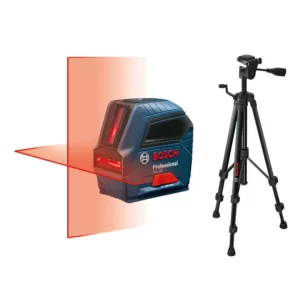 Bosch 50 ft. Self Leveling Cross Line Laser Level with Plumb Points and Bonus Compact Tripod with Extendable Height