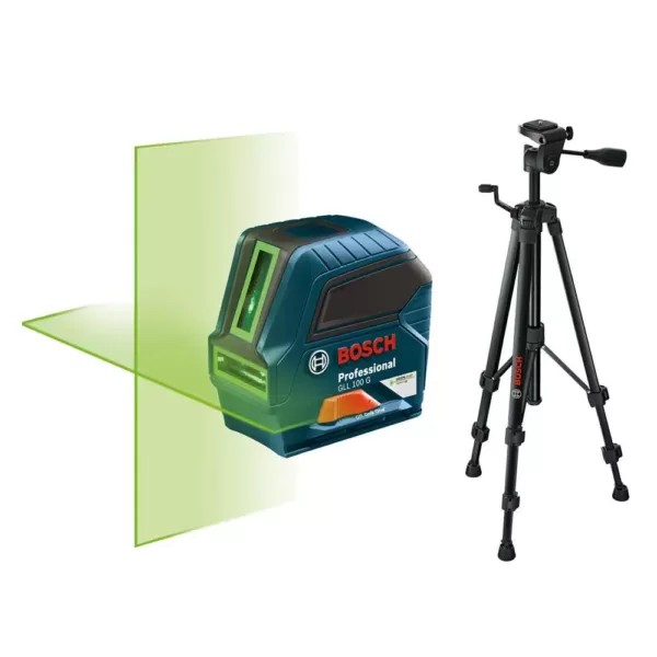 Bosch 100 ft. Self Leveling Green Beam Cross Line Laser with Bonus Compact Tripod with Extendable Height