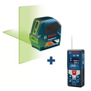 Bosch 100 ft. Self Leveling Cross Line Laser with VisiMax Green Beam+BLAZE 135 ft. Laser Measurer with Full Color Display