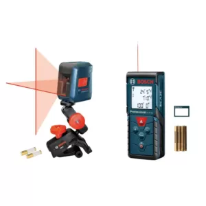 Bosch 100 ft. Laser Measure and 30 ft. Self Leveling Cross Line Laser Combo Kit (2 Tool)