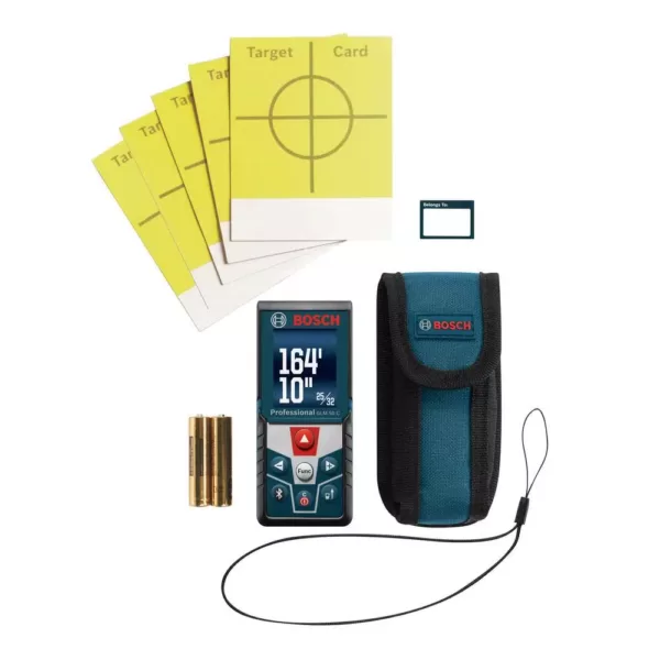 Bosch 165 ft. Laser Distance Measurer with Bluetooth and Full Color Display with Bonus 50 ft. Cross Line Laser Level