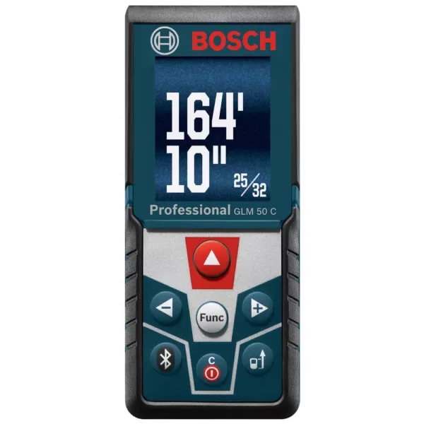 Bosch 165 ft. Laser Distance Measurer with Bluetooth and Full Color Display with Bonus 50 ft. Cross Line Laser Level