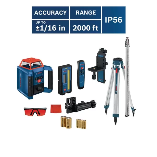 Bosch REVOLVE2000 Self-Leveling Horizontal/Vertical Rotary Laser Kit