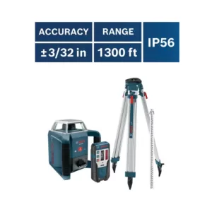 Bosch 1300 ft. Self Leveling Rotary Laser Level Kit (4 Piece)