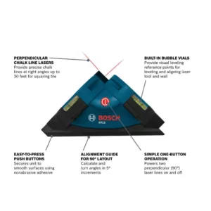 Bosch Tile Laser Square Laser Level with Bonus Cross Line Generator Laser Level with Clamping Mount