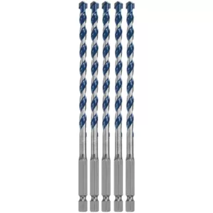 Bosch 1/4 in. x 4 in. x 6 in. BlueGranite Turbo Carbide Hammer Drill Bit for Concrete, Stone, and Masonry Drilling (5-Pack)