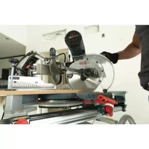 Bosch 15 Amp Corded 10 in Dual-Bevel Sliding Glide Miter Saw with 60-Tooth Carbide Saw Blade and Bonus Folding-Leg Stand