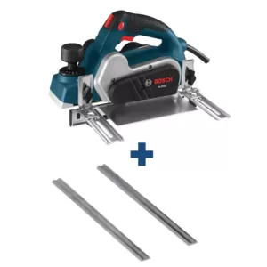 Bosch 6.5 A 3-1/4in. Corded Planer Kit with Reversible Carbide Blade+3-1/4 in.Tungsten Carbide Woodrazor Planer Blades(2-Pack)