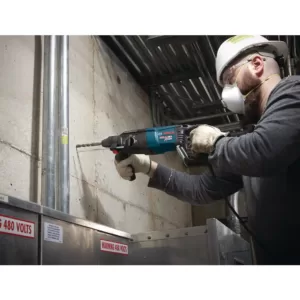 Bosch Bulldog Xtreme 8 Amp 1 in. Corded Variable Speed SDS-Plus Concrete Rotary Hammer Drill with Free 4-1/2 in. Angle Grinder