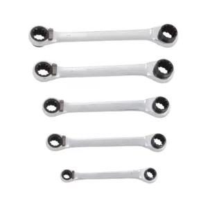 STEELMAN PRO Metric Double Box-End Deep Universal Spline Reversible Ratcheting Wrench Set (5-Piece)