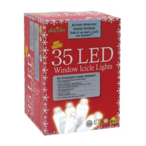 Brite Star 35-Light Battery Operated White Icicle LED Light Set