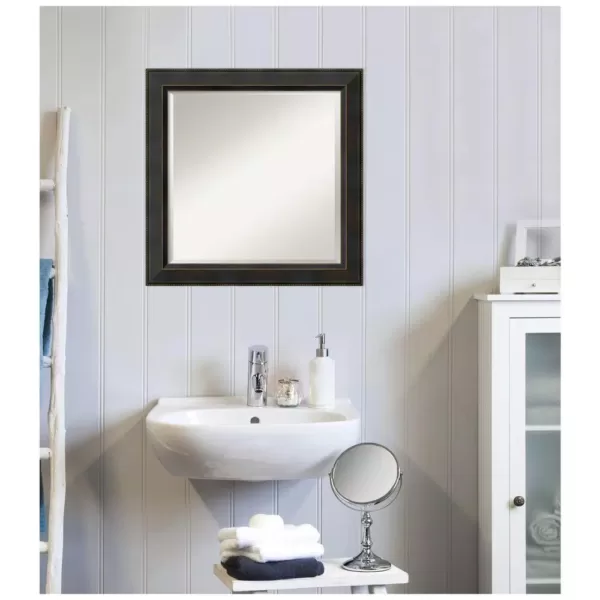 Amanti Art Signore 24 in. W x 24 in. H Framed Square Beveled Edge Bathroom Vanity Mirror in Bronze Bronze