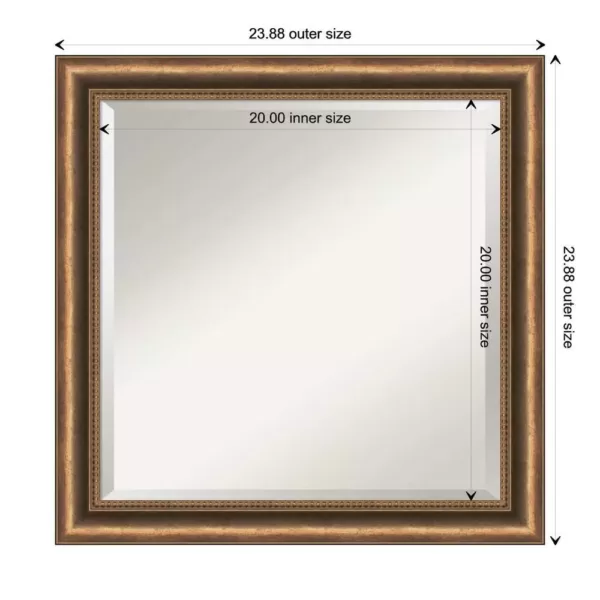 Amanti Art Manhattan 24 in. W x 24 in. H Framed Square Beveled Edge Bathroom Vanity Mirror in Bronze Bronze