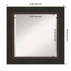 Amanti Art Milano 26 in. W x 26 in. H Framed Square Beveled Edge Bathroom Vanity Mirror in Bronze Bronze