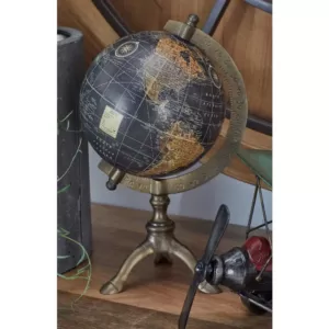 LITTON LANE 12 in. Vintage Globe Bronze Tripod