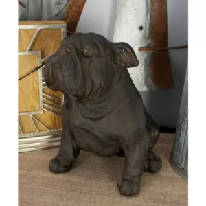 LITTON LANE Polystone Sitting Bulldog Sculpture