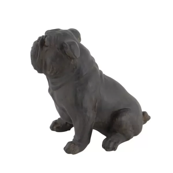 LITTON LANE Polystone Sitting Bulldog Sculpture