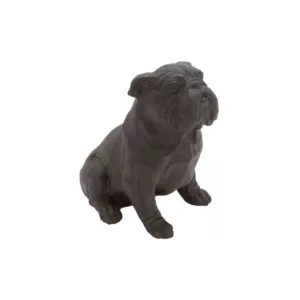 LITTON LANE Polystone Sitting Bulldog Sculpture