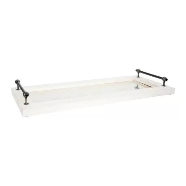 3R Studios White Decorative Tray with Handles