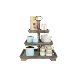 3R Studios Brown Decorative 3-Tier Tray