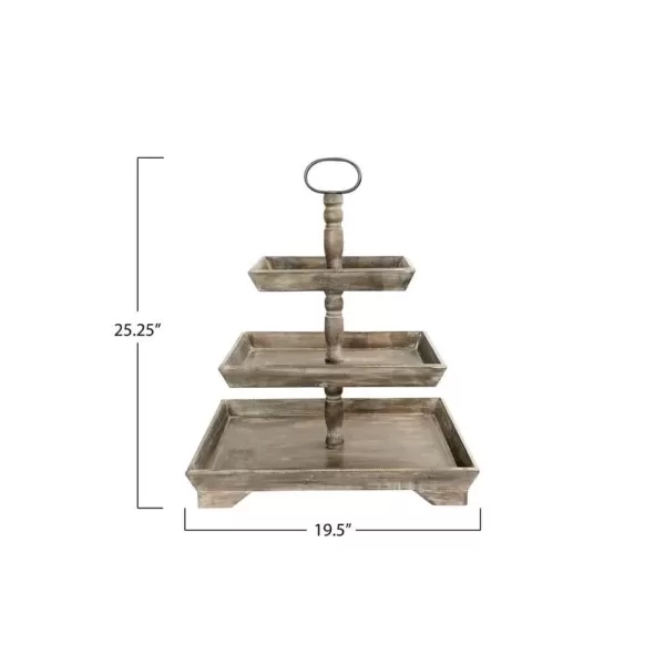 3R Studios Brown Decorative 3-Tier Tray