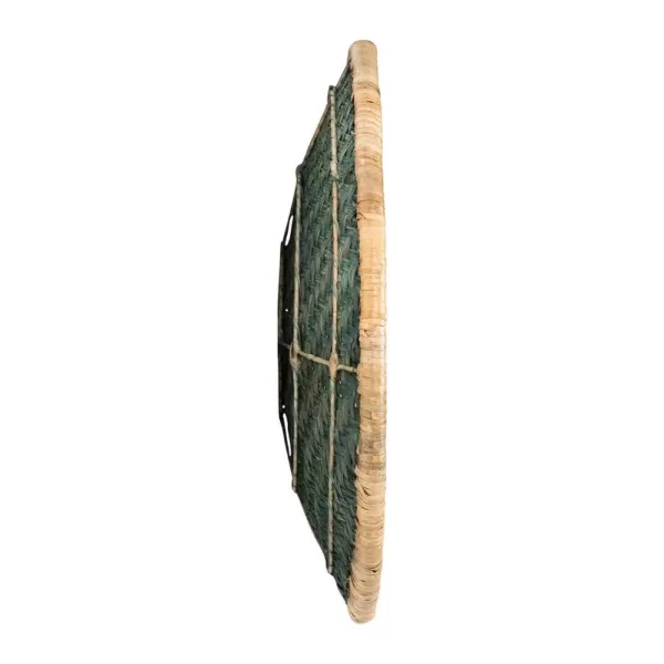 3R Studios Handwoven Beige and Green Rattan Wall Decor