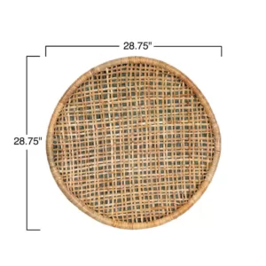 3R Studios Handwoven Beige and Green Rattan Wall Decor