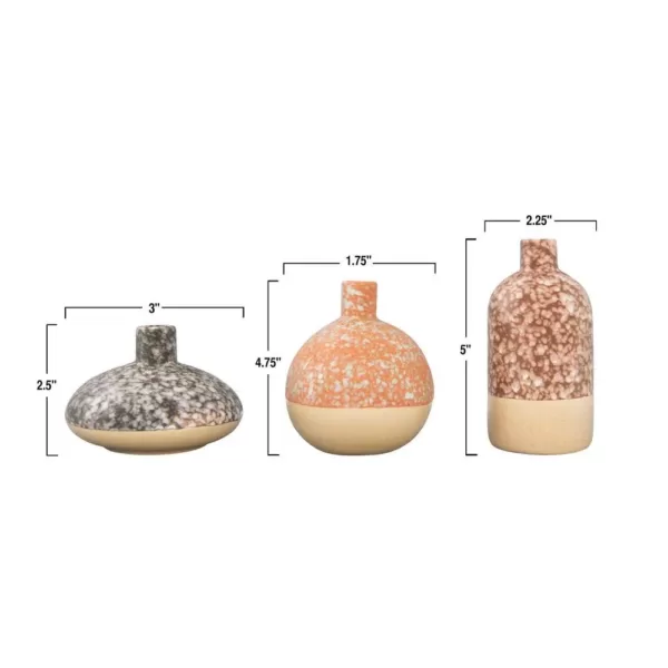 3R Studios Brown Stoneware Decorative Vase (Set of 3)