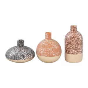 3R Studios Brown Stoneware Decorative Vase (Set of 3)