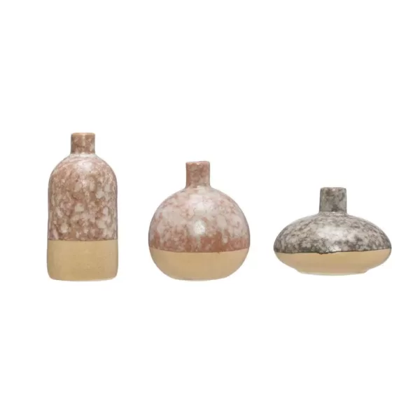 3R Studios Brown Stoneware Decorative Vase (Set of 3)