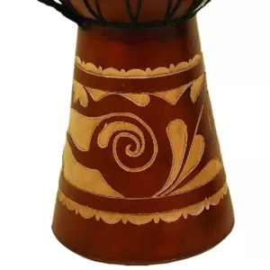 Benzara Toca Wood And Leather Brown Djembe Drum